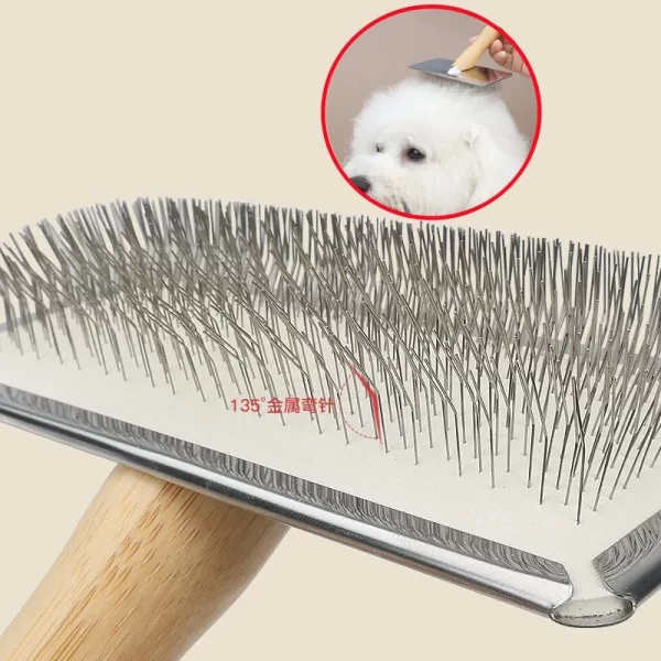 Dog Comb Solid Wood Dog Brush Pet Hair Remover Massage Cat Brush Pet Grooming Stainless Steel Combs for Cats Hair Knot Opening - Image 3