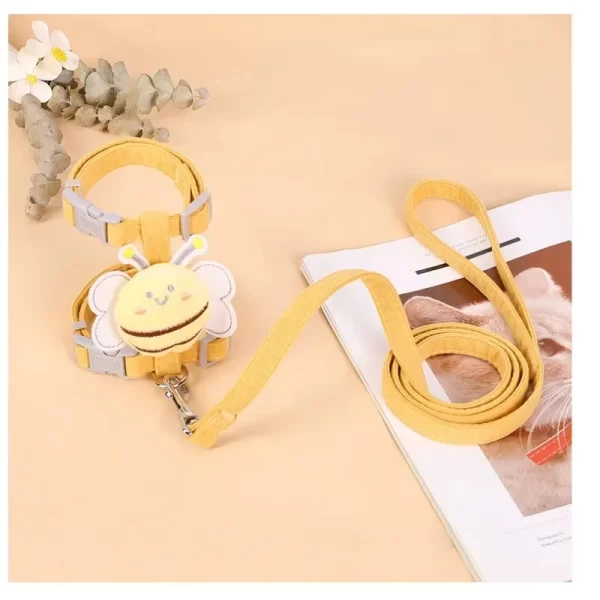 Cat Harness Leash Collar Set Adjustable Cartoon Bee Double Layer Dog Harness for Small Medium Pet Collar Leash Outdoor Walking - Image 6