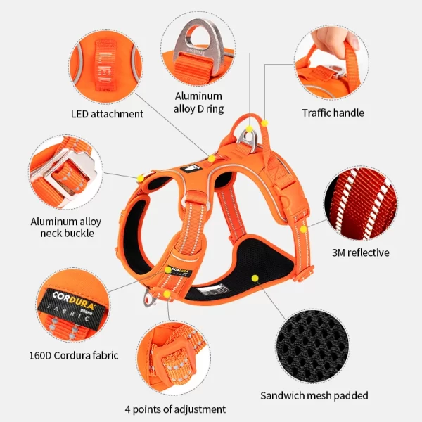 TRUE LOVE Pet Harness No Pull Nylon Reflective Dog Harness Adjustable Comfortable Control Step-in Brilliant Truelove TLH5654 - Image 3