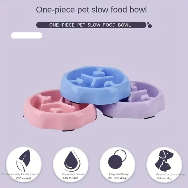 Pet supplies Color Slow Feeder Cat Bowl Anti-choking Plastic Dog Puzzle Food Bowl, Dog Water Basin For Anxiety Relief - Image 3