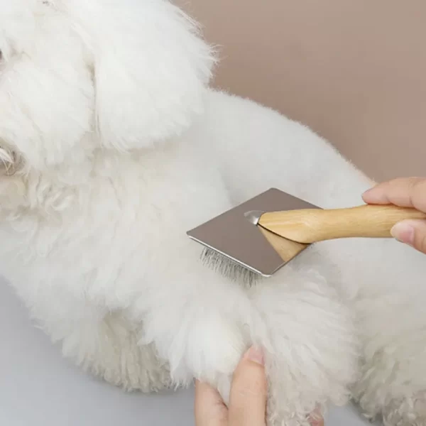 Dog Comb Solid Wood Dog Brush Pet Hair Remover Massage Cat Brush Pet Grooming Stainless Steel Combs for Cats Hair Knot Opening - Image 4