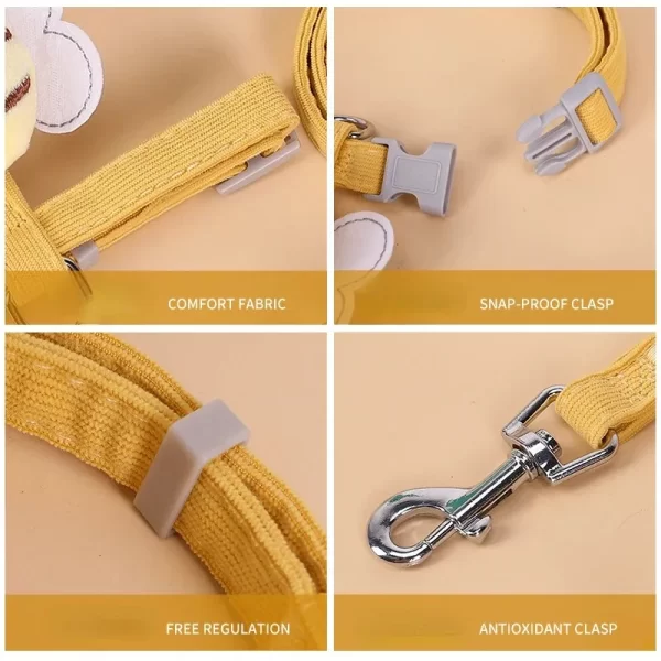 Cat Harness Leash Collar Set Adjustable Cartoon Bee Double Layer Dog Harness for Small Medium Pet Collar Leash Outdoor Walking - Image 4