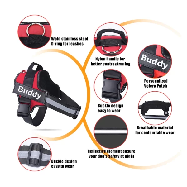 Dog Harness NO PULL Reflective Breathable Adjustable Pet Harness Vest with ID Custom Patch Outdoor Walking Dog Supplies - Image 2