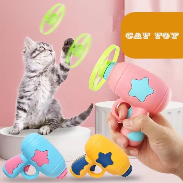 1 Set Cat Toy Interactive Pet Play Training Launcher 15pcs Flying Discs With Slight Sound Kitten Playing Toy Pet Cat Accessories - Image 4