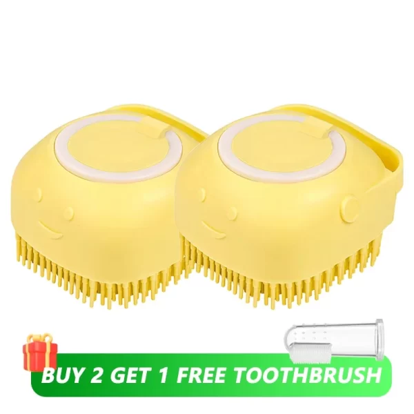 Dog Bathing Brush Pet Massage Brush Shampoo Dispenser Soft Silicone Brush Rubber Bristle for Dogs and Cats Shower Grooming Tool - Image 10