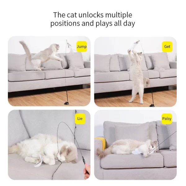 Interactive Cat Toy Handfree Cat Stick Playing Kitten Playing Teaser Wand Toy Suction Cup Bird/Feather Cat Wand Pet Supplies - Image 5