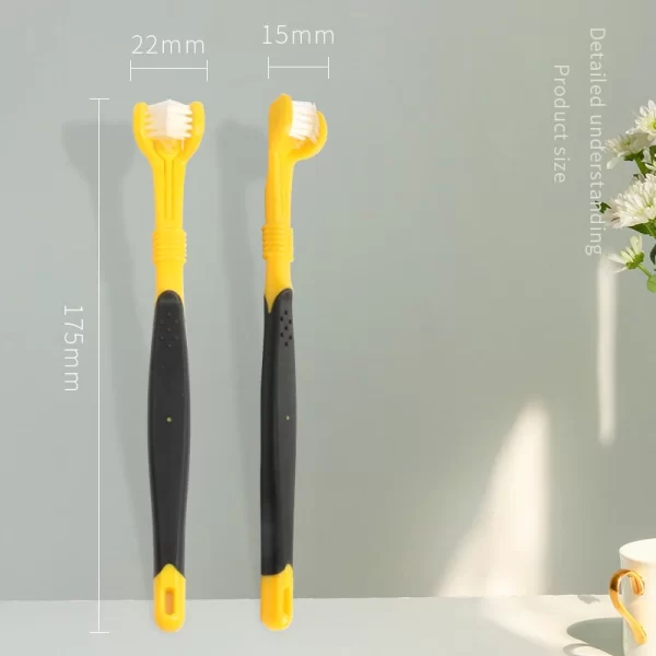 Three Sided Pet Toothbrush Three-Head Multi-angle Toothbrush Cleaning Dog Cat Brush Bad Breath Teeth Care Tool - Image 4