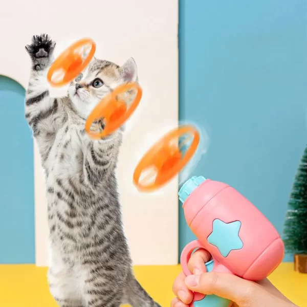 1 Set Cat Toy Interactive Pet Play Training Launcher 15pcs Flying Discs With Slight Sound Kitten Playing Toy Pet Cat Accessories - Image 5