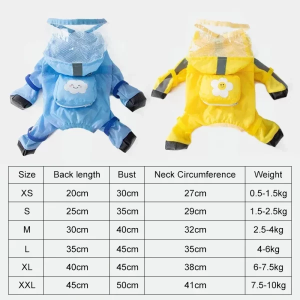 XS-2XL Pet Dog Raincoat Hooded Jumpsuit Waterproof Dog Jacket Outdoor Reflective Dogs Rain Coat Water Resistant Dogs Clothes - Image 6