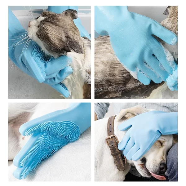Pet Grooming Cleaning Gloves Dog Cat Bathing Shampoo Glove Scrubber Magic Dishwashing Cleanner Sponge Silicon Hair Removal Glove - Image 2