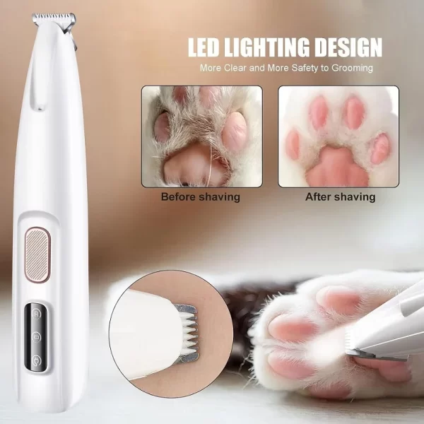 New Dog Paw Trimmer with LED Light Fully Waterproof Pet Hair Trimmer with LED Display Dog Clippers for Grooming 18mm Widen Blade - Image 4