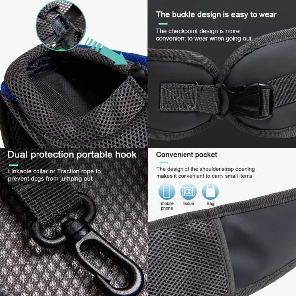 Pet Cat Dog Carrier Backpack Travel Tote Shoulder Bags Mesh Sling Carry Pack Pet Carrying Supplies Crossbody Shoulder Bag - Image 2
