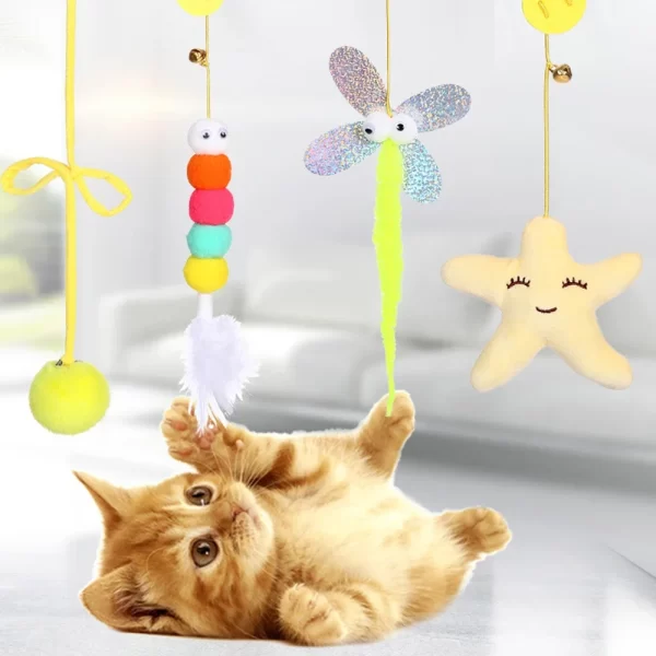 Pet Cat Toys Elasticity Retractable Hanging Door Type Interactive Toy for Kitten Mouse Catnip Scratch Rope Toy Pet Supplies Gift