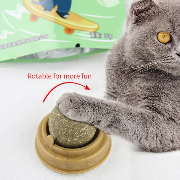 Natural Catnip Cat Wall Stick-on Ball Toy Scratchers Treats Healthy Natural Removes Balls to Promote Digestion Cat Grass Snack - Image 4
