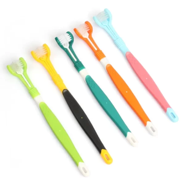 Three Sided Pet Toothbrush Three-Head Multi-angle Toothbrush Cleaning Dog Cat Brush Bad Breath Teeth Care Tool - Image 5