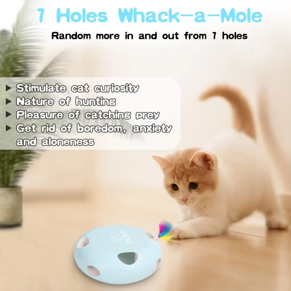 INKZOO Cat Toys, Interactive Cat Toys for Indoor Cats,  Smart Interactive Kitten Toy, Automatic 7 Holes Mice Whack-A-Mole - Image 5