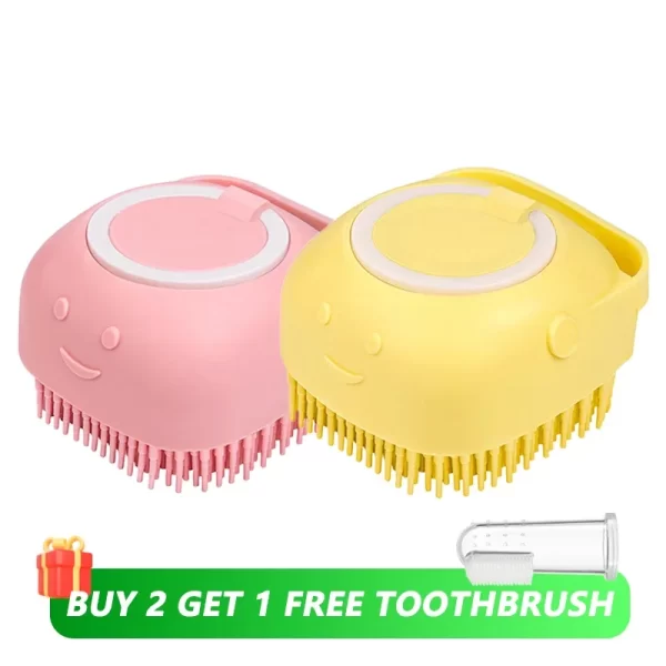 Dog Bathing Brush Pet Massage Brush Shampoo Dispenser Soft Silicone Brush Rubber Bristle for Dogs and Cats Shower Grooming Tool - Image 12