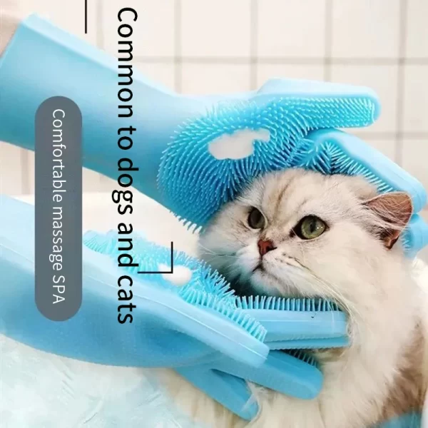 Pet Grooming Cleaning Gloves Dog Cat Bathing Shampoo Glove Scrubber Magic Dishwashing Cleanner Sponge Silicon Hair Removal Glove - Image 4