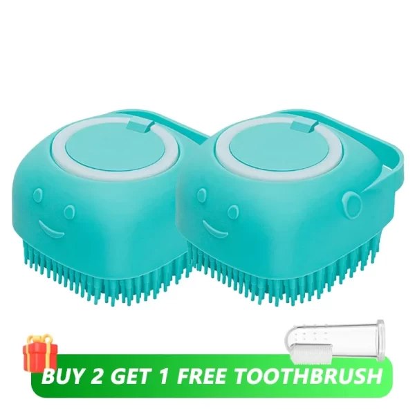 Dog Bathing Brush Pet Massage Brush Shampoo Dispenser Soft Silicone Brush Rubber Bristle for Dogs and Cats Shower Grooming Tool - Image 8