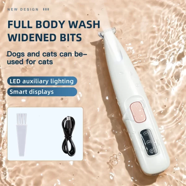 New Dog Paw Trimmer with LED Light Fully Waterproof Pet Hair Trimmer with LED Display Dog Clippers for Grooming 18mm Widen Blade - Image 5