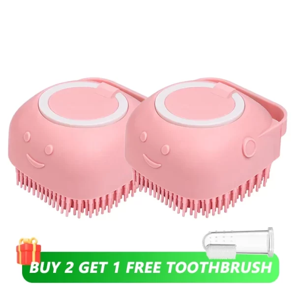 Dog Bathing Brush Pet Massage Brush Shampoo Dispenser Soft Silicone Brush Rubber Bristle for Dogs and Cats Shower Grooming Tool - Image 7