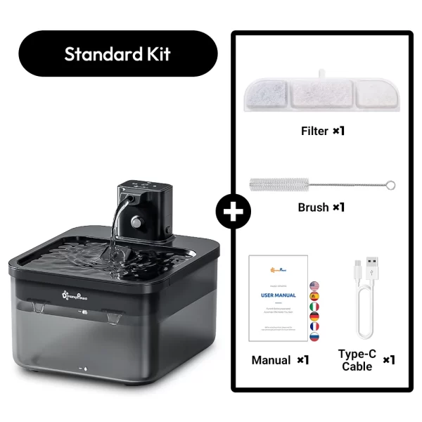 DownyPaws 2.5L Wireless Cat Water Fountain Battery Operated Automatic Pet Water Drinker with Motion Sensor Dog Water Dispenser - Image 8