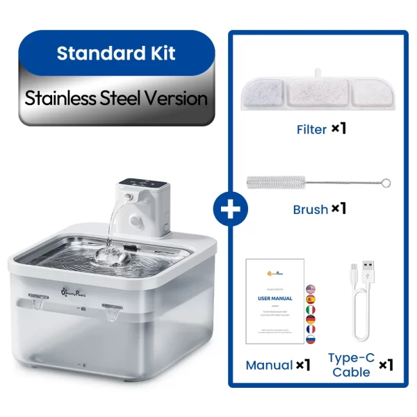 DownyPaws 2.5L Wireless Cat Water Fountain Battery Operated Automatic Pet Water Drinker with Motion Sensor Dog Water Dispenser - Image 11